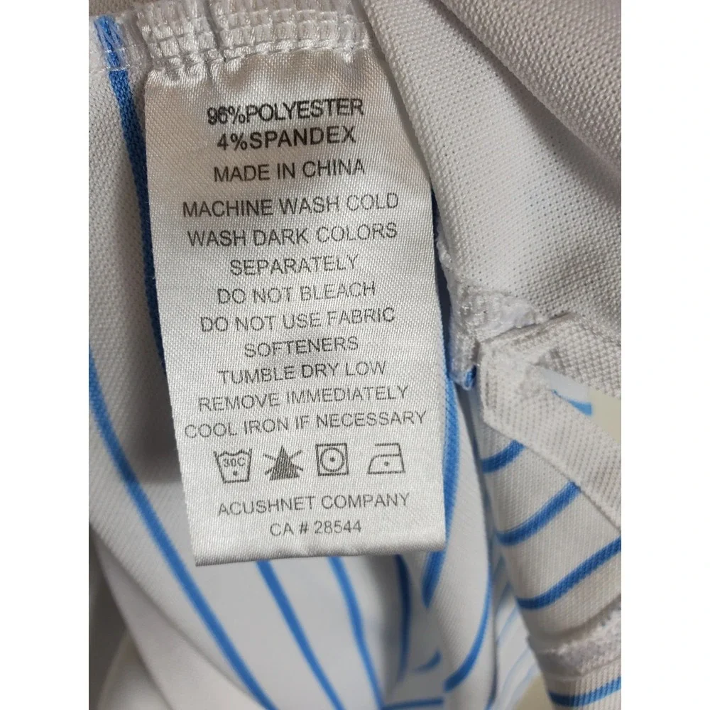FootJoy Golf Polo Shirt Men's 2XL White Blue Striped Athletic Fit Performance